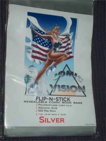 100 Silver Age FLIP-N-STICK (Resealable) Comic Book Bags & Backing
